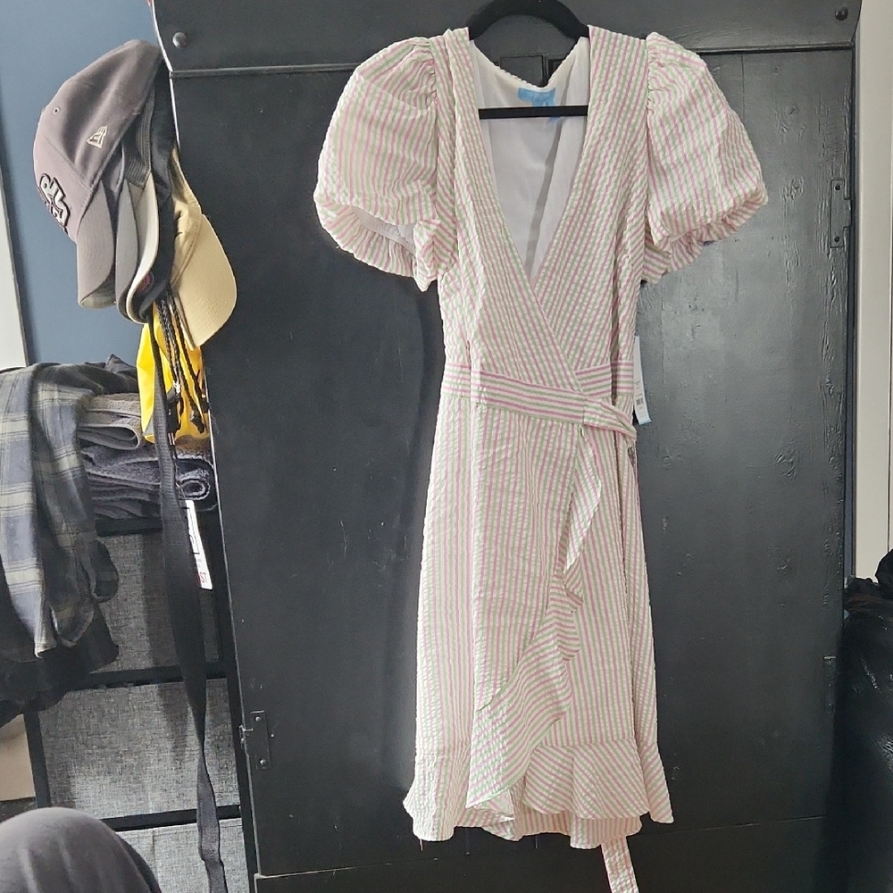 Draper James Pink and White High Low Dress